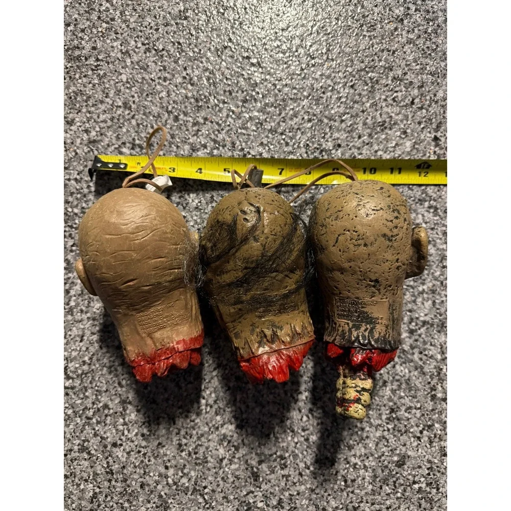 Nightview Inc Seasons Shrunken Head Ornaments Set of 3 Horror Halloween Decor